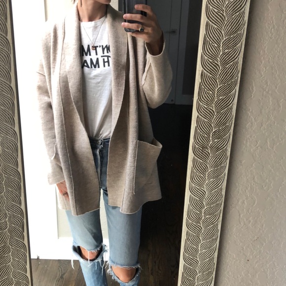 Eileen Fisher Jackets & Blazers - Eileen Fisher Cream Coat Wool pockets
